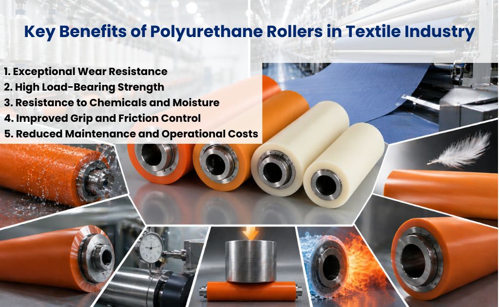 Polyurethane rollers in textile industry used in dyeing and finishing process
