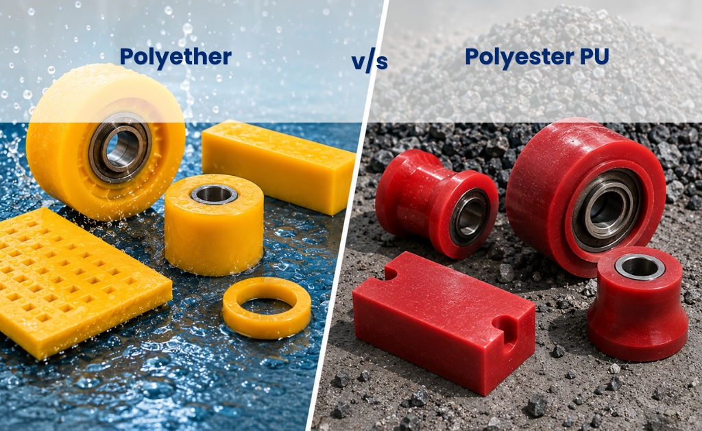 Polyether vs Polyester PU Comparison for choosing polyurethane parts for abrasive industrial applications